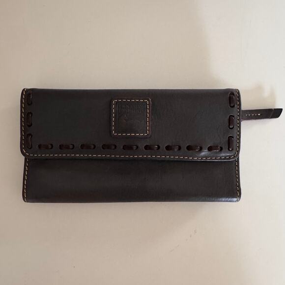 Dooney & Bourke Gray Leather Florentine Continental Clutch Wallet - Picture 1 of 8
